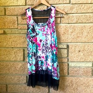 Bright Floral Print Dressy Tank Top